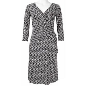 Evan Picone Dress 2 Surplice Neckline Black White Midi